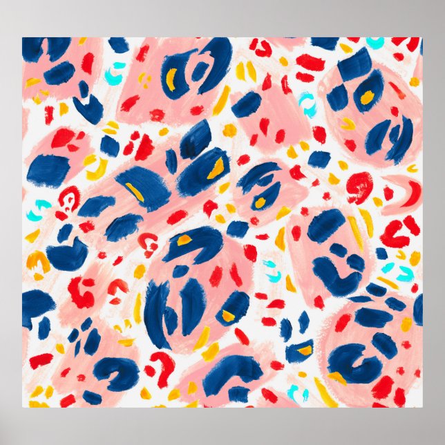 Leoparddruck: handbemalte Wasserfarbe. Poster (Vorne)