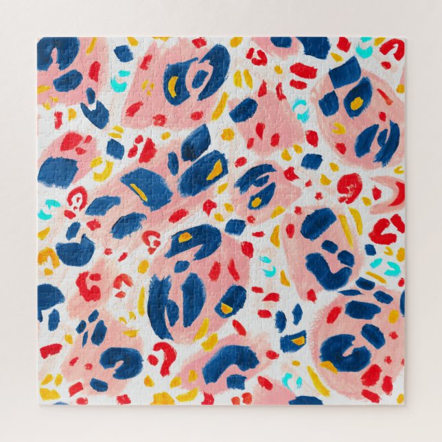 Leoparddruck: handbemalte Wasserfarbe. Puzzle (Vertikal)