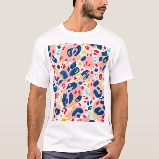 Leoparddruck: handbemalte Wasserfarbe. T-Shirt (Vorderseite)