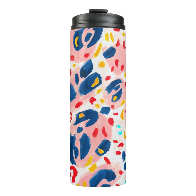 Leoparddruck: handbemalte Wasserfarbe. Thermosbecher (Vorderseite)