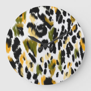 Leoparddruck: Hintergrund für Tiertexte Große Wanduhr