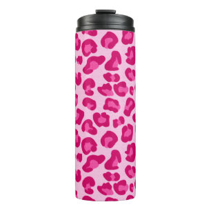 Leoparddruck in Pastellrosa, Hot Pink und Fuchsia Thermosbecher