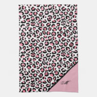 Leoparddruck in rosa weiß und schwarz mit Monogram