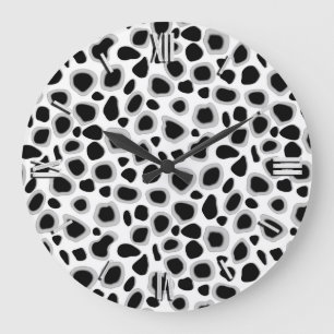 Leoparddruck - Schwarz und Weiß Große Wanduhr