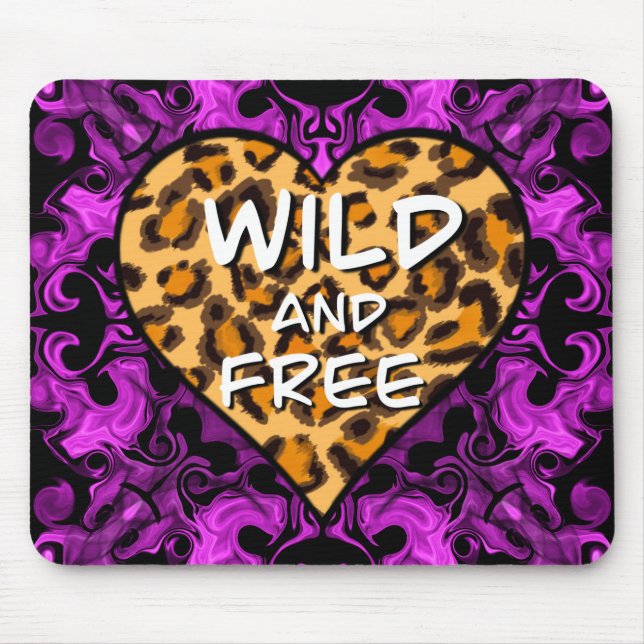 Leoparddruck | Wild und freies Herz | LIEBE Mousepad (Vorne)