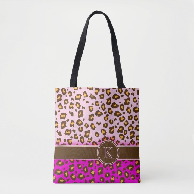 Leoparddruckbraunrosamonogrammtierdrucktasche (Vorderseite)