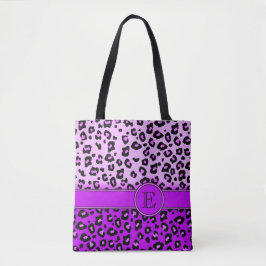 Leoparddrucklila mit Monogramm Tierdrucktasche