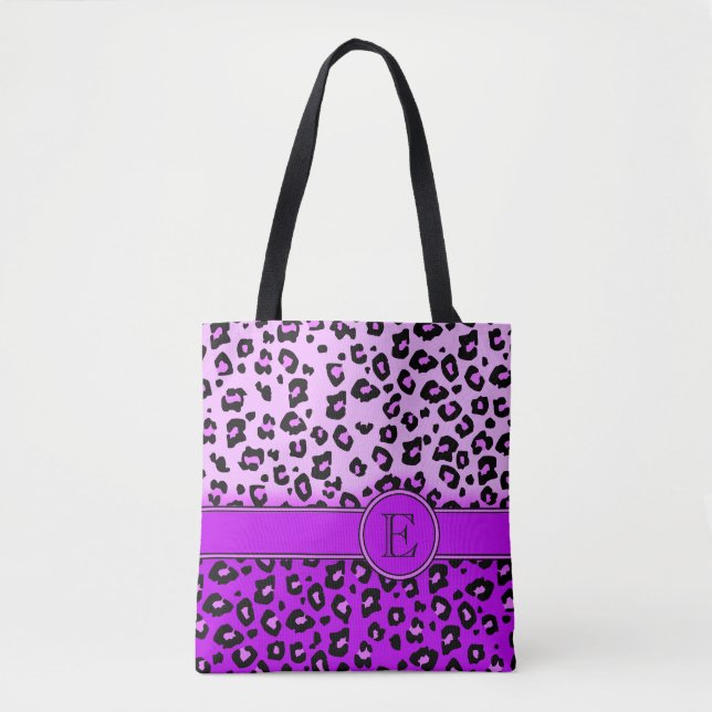 Leoparddrucklila mit Monogramm Tierdrucktasche (Vorderseite)