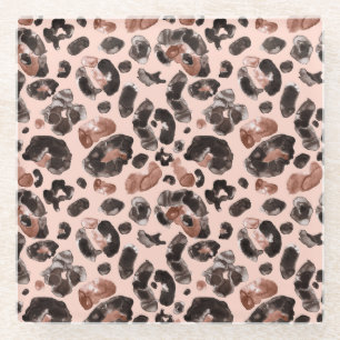Leoparde, Tierhaut nahtlos Muster. Glasuntersetzer