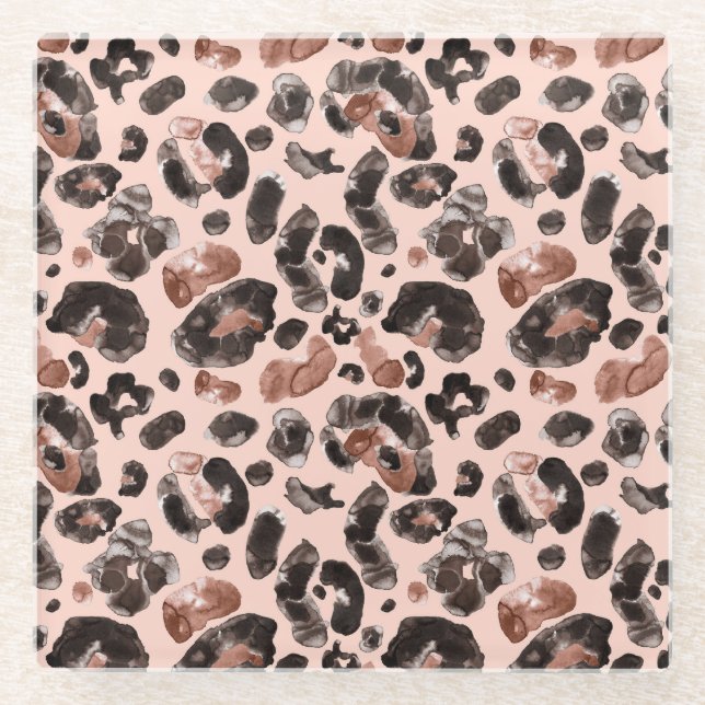 Leoparde, Tierhaut nahtlos Muster. Glasuntersetzer (Vorderseite)