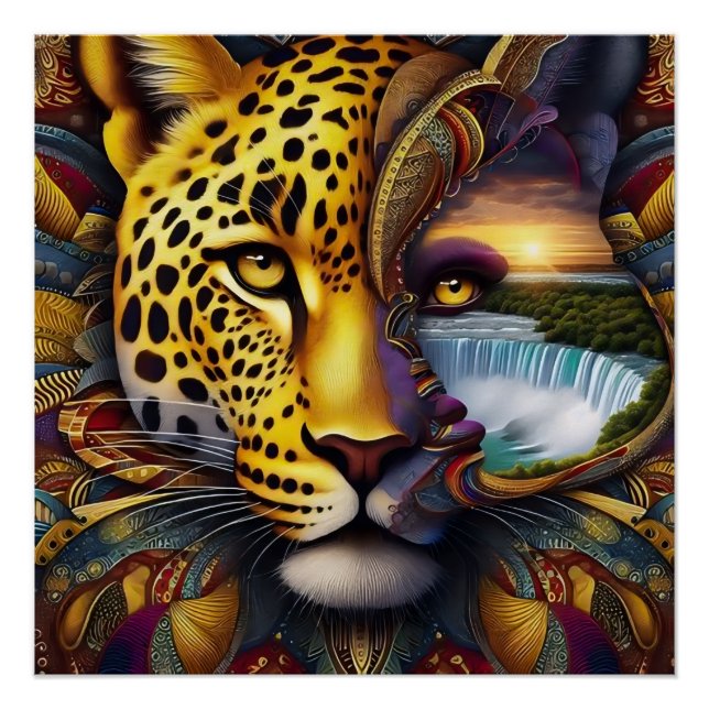Leoparden-Abstrakte Kunst Poster (Vorderseite)