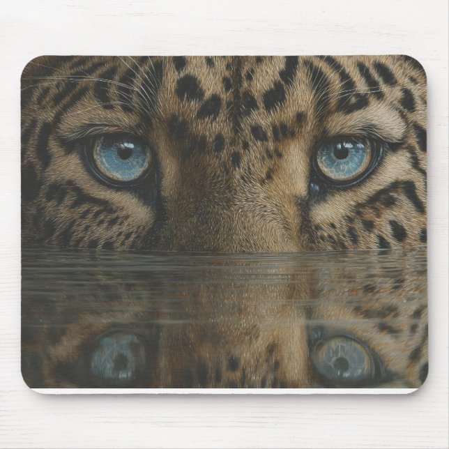 Leoparden-Augen über Wasser Kunstwerk Mousepad (Vorne)