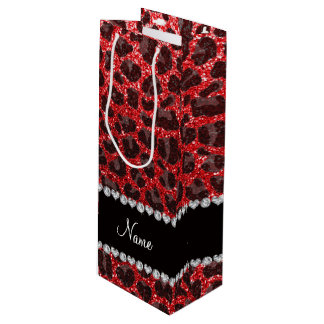Leoparden aus individuelle Name, roter Glitzer Geschenktüte Für Weinflaschen