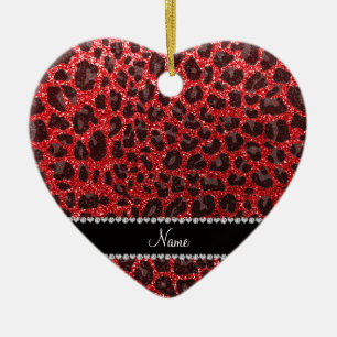 Leoparden aus individuelle Name, roter Glitzer Keramikornament