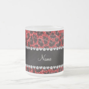 Leoparden aus individuelle Name, roter Glitzer Mattglastasse