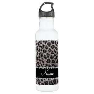 Leoparden aus individuelle Name Silber Glitzer Trinkflasche
