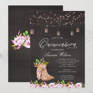 Leoparden Cowboy Stiefellichter Quinceanera Einladung