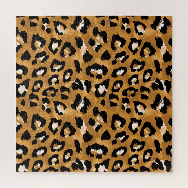 Leoparden der tierischen Haut: Aquarellmuster. Puzzle (Vertikal)