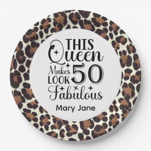 Leoparden-Druck 50. Geburtstag Pappteller