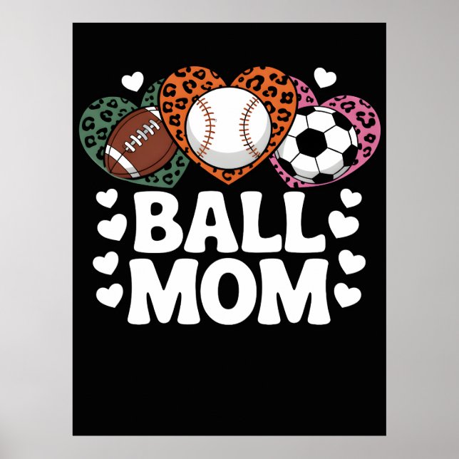 Leoparden-Druck-Ball-Mutter-Shirt Poster (Vorne)