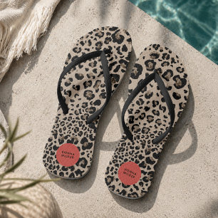 Leoparden-Druck Flip Flops Stylische Strandsanda