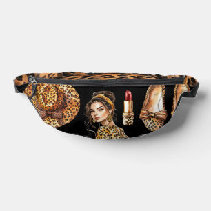 Leoparden-Druck Mode schwarzer Hintergrund Bauchtasche