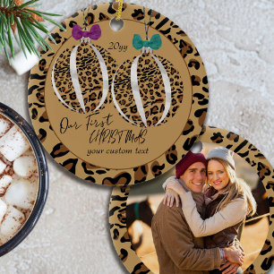 Leoparden-Druck Unser erstes Weihnachten Benutzerd Keramik Ornament