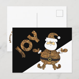 Leoparden-Druck-Weihnachtsmann Freude Postkarte