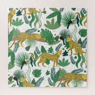 Leoparden Dschungel: Tropische Kinder nahtlos. Puzzle