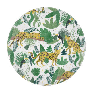 Leoparden Dschungel: Tropische Kinder nahtlos. Schneidebrett