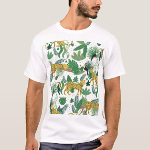 Leoparden Dschungel: Tropische Kinder nahtlos. T-Shirt