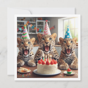 Leoparden feiern, leopardenes Bild Geburtstag Einladung