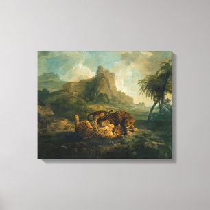 Leoparden Georges Stubbs   am Spiel, c.1763-8 Leinwanddruck