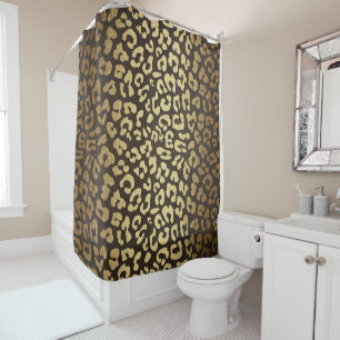 Leoparden Gepard Tierfell Druck Modern Glamour Gol Duschvorhang