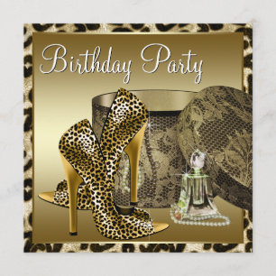 Leoparden High Heel Schuhe Schwarz Gold Frauen Geb Einladung