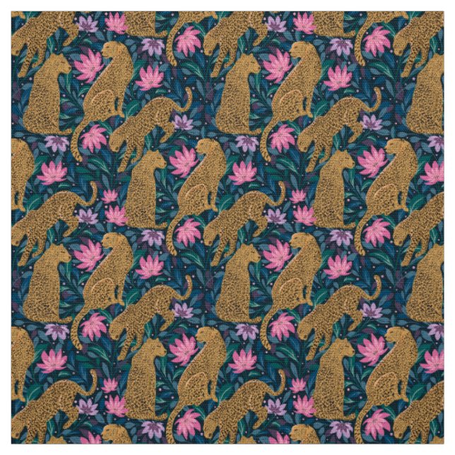 Leoparden im Dschungel, Blume & Wildtiere Stoff (Muster)