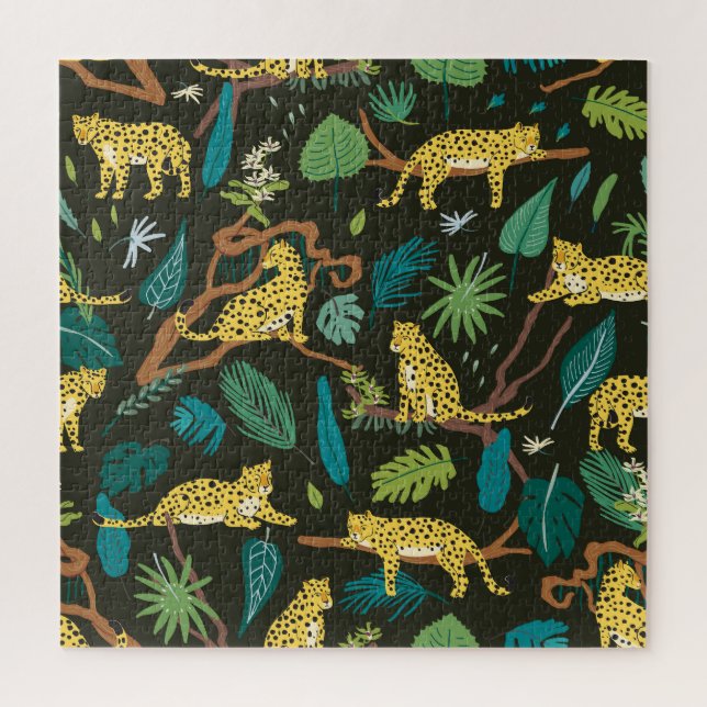 Leoparden im Dschungel: Vintag Puzzle (Vertikal)