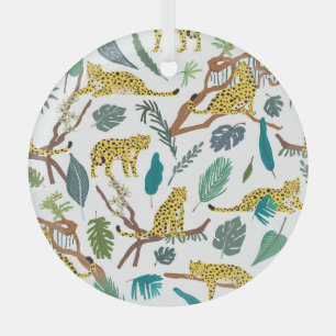Leoparden im Dschungel, von Hand gezeichnet Muster Ornament Aus Glas