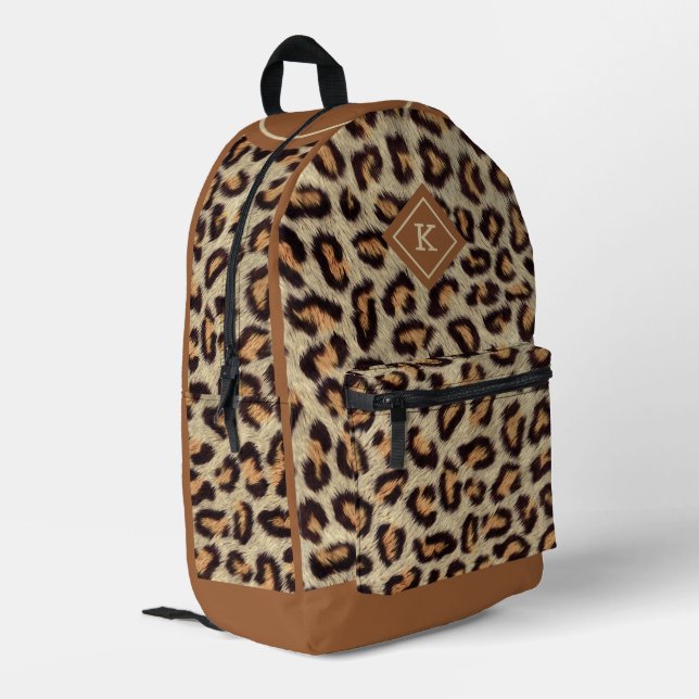 Leoparden-Leopardenstruktur, Monogramm Bedruckter Rucksack (Rückseitige Ecke links)