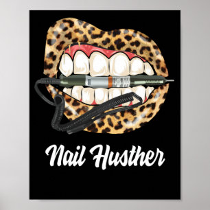 Leoparden mit Nageltechniker Coole Nagelnagel Poster