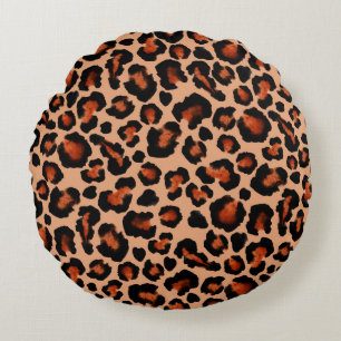 Leoparden Pelz, Aquarell, nahtloser Hintergrund. Rundes Kissen