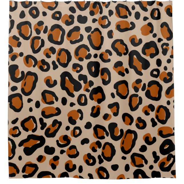 Leoparden Pelzdesign, nahtloses Muster. Duschvorhang (Vorderseite)