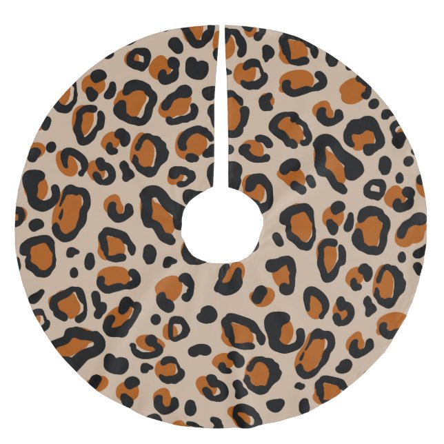 Leoparden Pelzdesign, nahtloses Muster. Polyester Weihnachtsbaumdecke (Vorderseite)
