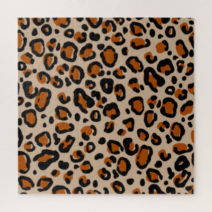 Leoparden Pelzdesign, nahtloses Muster. Puzzle