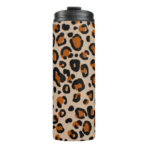 Leoparden Pelzdesign, nahtloses Muster. Thermosbecher