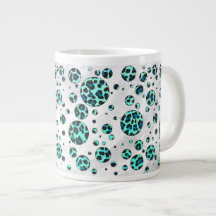 Leoparden, Schwarz und Aquamarin Jumbo-Tasse