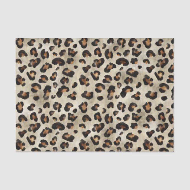 Leoparden-Tierdruckmuster in Beige und Braun Seidenpapier (Vorderseite)