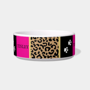 Leoparden-Tiermuster mit Schwarz und Rosa Napf