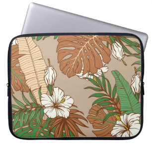 Leoparden tropische Blätter Hibiskus Blume nahtlos Laptopschutzhülle