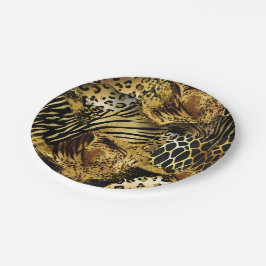 Leoparden Wildtier Safari Haut Gold Schwarz Pappteller